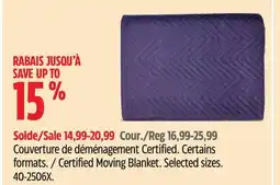 Canadian Tire Certified Moving Blanket. Selected sizes offer