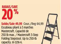 Canadian Tire Mastercraft 3-Step Folding Stepstool offer