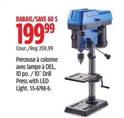 Canadian Tire Mastercraft 10˝ Drill Press with LED Light offer