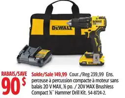 Canadian Tire Dewalt 20V MAX Brushless Compact 1⁄2˝ Hammer Drill Kit offer