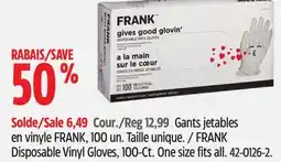 Canadian Tire FRANK Disposable Vinyl Gloves, 100-Ct offer
