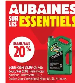 Canadian Tire Quaker State Conventional Motor Oil offer