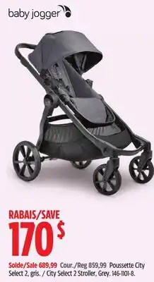 Canadian Tire Baby Jogger City Select 2 Stroller, Grey offer