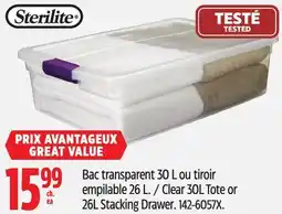 Canadian Tire Sterilite Clear 30L Tote or 26L Stacking Drawer offer