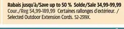 Canadian Tire Mastercraft Selected Outdoor Extension Cords offer