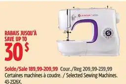 Canadian Tire Singer Selected Sewing Machines offer