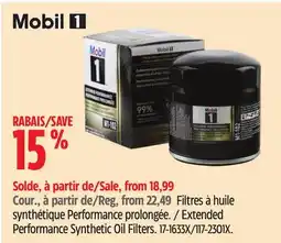 Canadian Tire Mobil 1 Extended Performance Synthetic Oil Filters offer