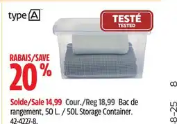 Canadian Tire type A 50L Storage Container offer