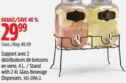 Canadian Tire Stand with 2 4L Glass Beverage Dispensers offer