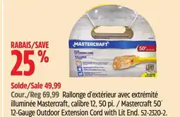 Canadian Tire Mastercraft 50´ 12-Gauge Outdoor Extension Cord with Lit End offer