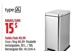 Canadian Tire 30L Rectangular Bin offer