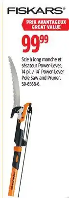 Canadian Tire Fiskars 14´ Power-Lever Pole Saw and Pruner offer