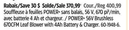 Canadian Tire EGO POWER+ 56V Brushless 670 CFM Leaf Blower with 4Ah Battery and Charger offer