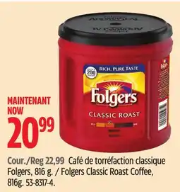 Canadian Tire Folgers Classic Roast Coffee, 816g offer
