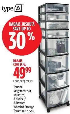 Canadian Tire type A 8-Drawer Wheeled Storage Tower offer