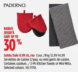 Canadian Tire Paderno 2-Pk Kitchen Towels or Mini Mitts. Selected colours offer