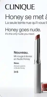 Jean Coutu CLINIQUE Almost Lipstick in Nude Honey offer