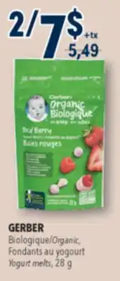 Familiprix GERBER, Organic, Yogurt melts, 28 g offer