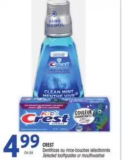 Uniprix CREST Dentifrices ou rince-bouches sélectionnés/ Selected toothpastes or mouthwashes offer