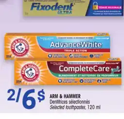 Uniprix ARM & HAMMER Dentifrices Sélectionnes / Selected Toothpaste offer