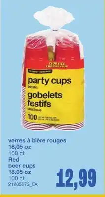 Wholesale Club VERRES À BIÈRE ROUGES, 18,05 oz, 100 ct offer