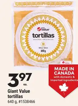 Giant Tiger Giant Value tortillas offer