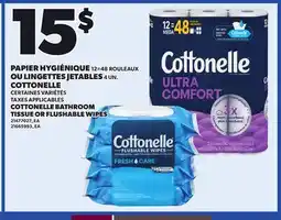 Provigo COTTONELLE BATHROOM TISSUE, 12=48 ROULEAUX OR FLUSHABLE WIPES, 4 UN offer