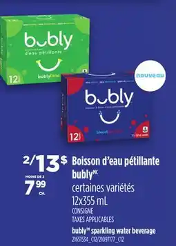 Provigo BUBLY SPARKLING WATER BEVERAGE, 12x355 mL offer