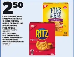 Provigo RITZ CRACKERS, BITS SANDWICHES, CHEESE NIBS OR MINIS OR WHEAT THINS MULTIGRAIN CRACKERS, 175-200 G offer