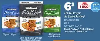 Provigo SNACK FACTORY PRETZELS CRISPS, 200 G offer