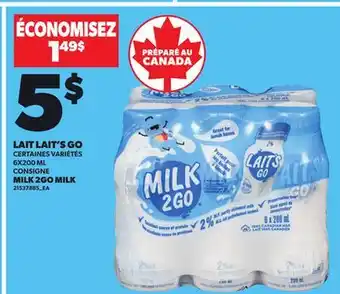 Provigo MILK 2GO MILK, 6X200 ML offer