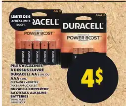 Provigo DURACELL COPPERTOP AA, 8 UN. OR AAA, 4 UN. ALKALINE BATTERIES offer