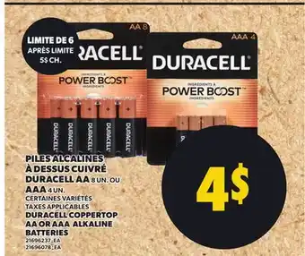 Provigo DURACELL COPPERTOP AA, 8 UN. OR AAA, 4 UN. ALKALINE BATTERIES offer