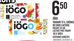 Provigo IÖGO CREAMY, 0% OR LACTOSE-FREE YOGURT, 16 x 100 g offer