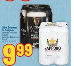Marché Adonis BIÈRE GUINNESS OU SAPPORO | GUINNESS OR SAPPORO BEER, DEPOSIT offer
