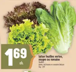 Marché Adonis LAITUE FEUILLES VERTES, ROUGES OU ROMAINE | GREEN, RED LEAVES OR ROMAINE LETTUCE offer