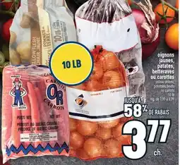 Marché Adonis Oignons jaunes, patates, betteraves ou carottes | yellow onions, potatoes, beets or carrots offer