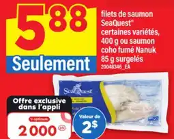 Maxi FILETS DE SAUMON SEAQUEST , 400 G OU SAUMON COHO FUMÉ NANUK, 85G offer