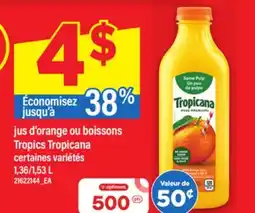 Maxi JUS D'ORANGE OU BOISSONS TROPICS TROPICANA, 1,36/1,53 L offer