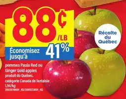 Maxi POMMES PAULA RED OU GINGER GOLD APPLES offer