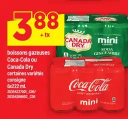 Maxi BOISSONS GAZEUSES COCA-COLA OU CANADA DRY, 6x222 mL offer