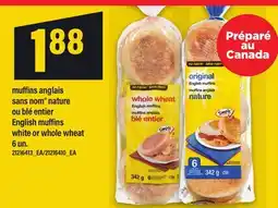 Maxi MUFFINS ANGLAIS SANS NOM NATURE OU BLÉ ENTIER | ENGLISH MUFFINS WHITE OR WHOLE WHEAT, 6 UN offer