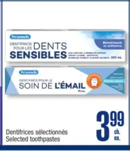 Jean Coutu PERSONNELLE Selected toothpastes offer
