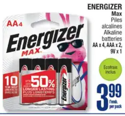 Jean Coutu ENERGIZER Max Alkaline batteries offer