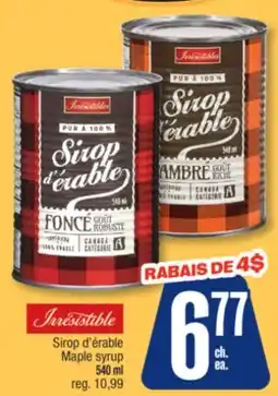 Jean Coutu IRRESISTIBLE Maple syrup offer