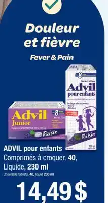 Jean Coutu ADVIL Chewable tablets, 40, liquid 230 ml offer