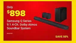 Visions Electronics Samsung Q Series 9.1.4-Ch. Dolby Atmos Soundbar System offer
