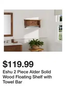 Wayfair Eshu 2 Piece Alder Solid Wood Floating Shelf with Towel Bar offer