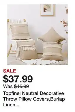 Wayfair Topfinel Neutral Decorative Throw Pillow Covers,Burlap Linen Cushion Cover Set of 4 (Set of 4) offer