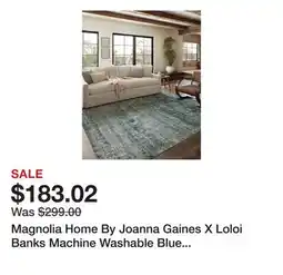 Wayfair Magnolia Home By Joanna Gaines X Loloi Banks Machine Washable Blue / Lagoon Area Rug offer